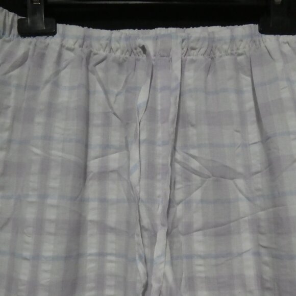 TIME OUT | medium | Lilac - Blue - White Plaid Pajama Bottoms | Ruffled Hem - Picture 4 of 16